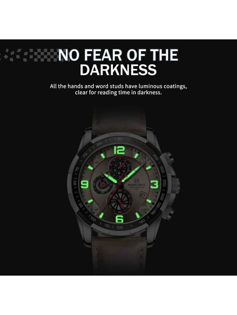 Men's Gray Analog Quartz Chronograph Leather Strap Sport Fashion Wrist Watch
